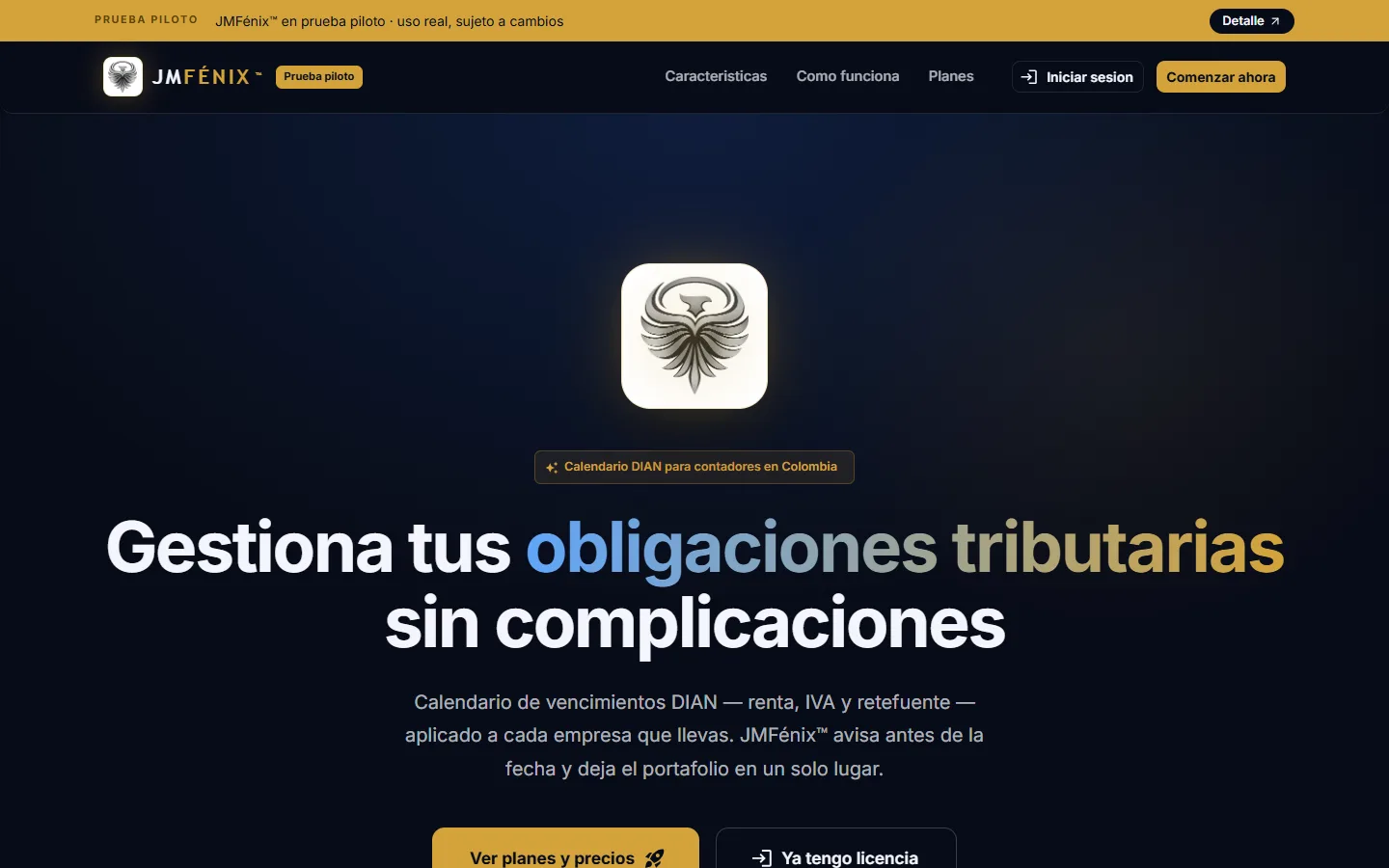 JMFénix™: captura real de la página de inicio